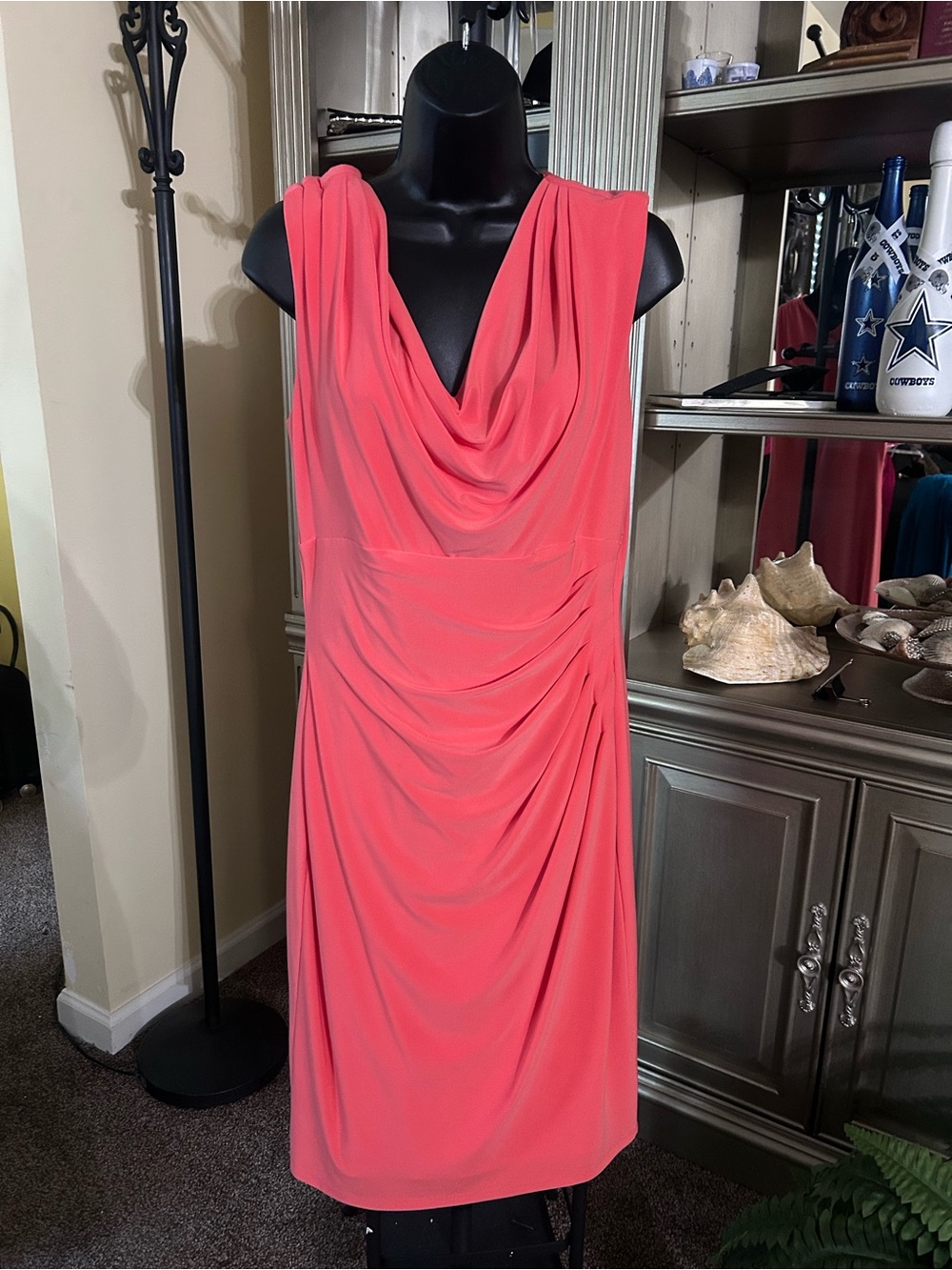 Sleeveless Cowl Neck Coral Dress by Ralph Lauren size 12